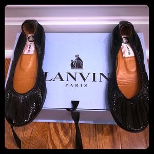 NEW LANVIN Black Patent leather Ballet Flats